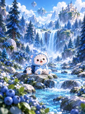 蓝莓山谷里的浅蓝鲨鱼卫衣熊崽