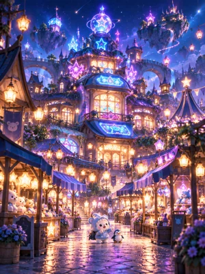 星糖夜市里的浅蓝鲨鱼卫衣熊崽